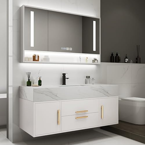39 White Floating Vanity Set with Storage