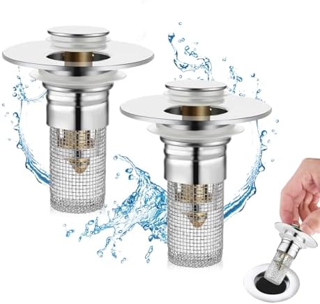 2-Pack Sink Stopper with Hair Strainer for US