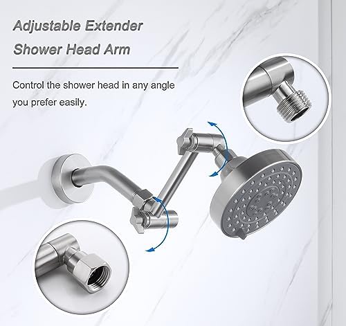 Adjustable shower arm extension Brushed Nickel 4-Inch Showers Head Extendable G12