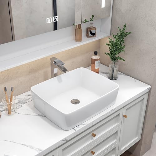 White Rectangle Vessel Sink