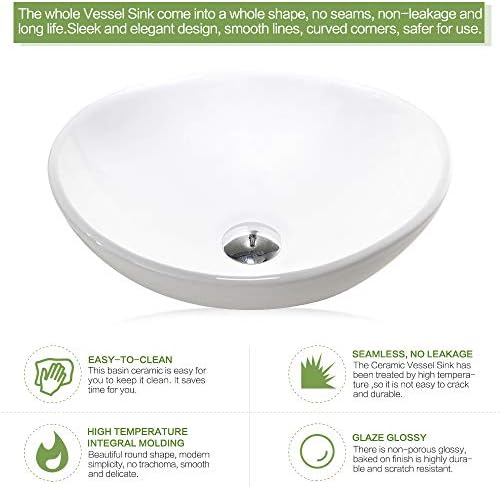 16 Oval Bathroom Vessel Sink and Faucet Combo