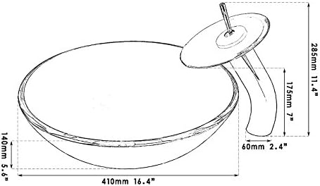 Vessel Sink Tempered Glass Round Bowl and Mixer Waterfall Faucet Drain Combo Set