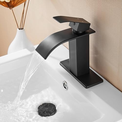 Fransiton Black Waterfall Bathroom Faucet