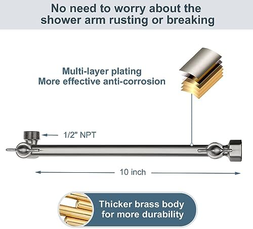 BRIGHT SHOWERS Extendable Brass Shower Arm