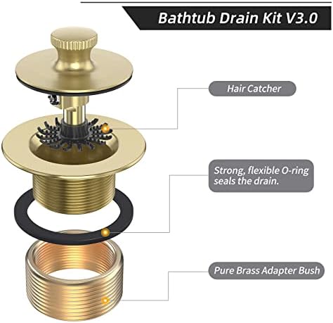 Upgrade Your bathtub with the Citymoor Brushed Gold Bathtub Drain Kit