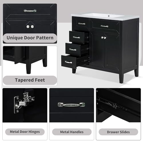 Stylish 36 Bathroom Vanity Base with 3 Drawers