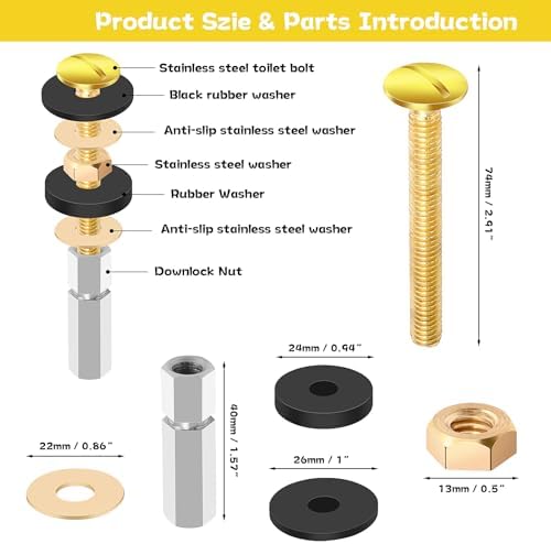 Self Tek Durable Toilet Seat Bolts Kit 2-Piece Set