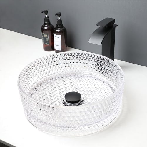 16 Inch Crystal Bathroom Sink With Faucet Drain Combo