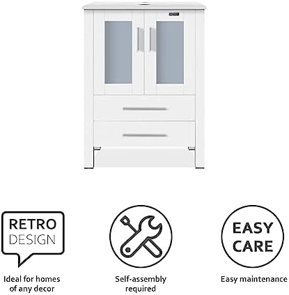 ECLIFE 24 Modern Bathroom Vanity Sink Combo White