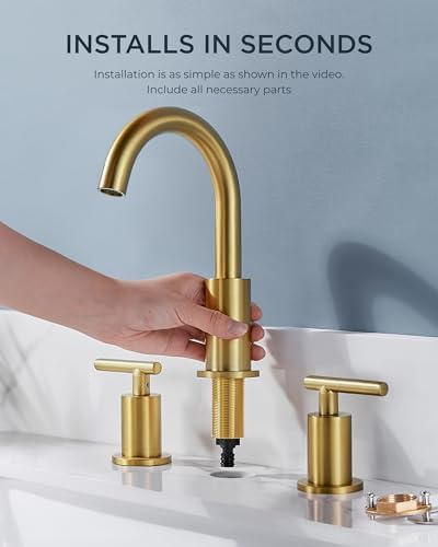 8-Inch Gold Faucet for Washroom Modern Design Smooth Flow
