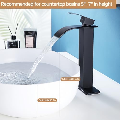 Fransiton Tall Vessel Sink Faucet Matte Black
