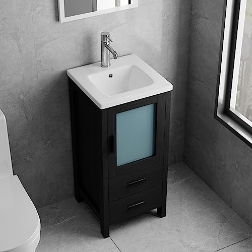Elegant 16 Black Vanity With Storage