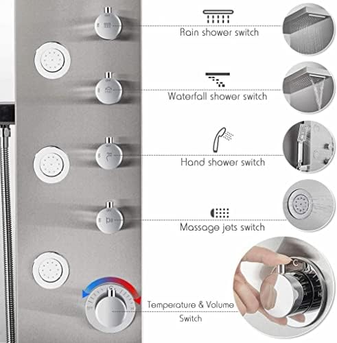 Stainless Steel Shower Panel Tower System with Rain massage Function