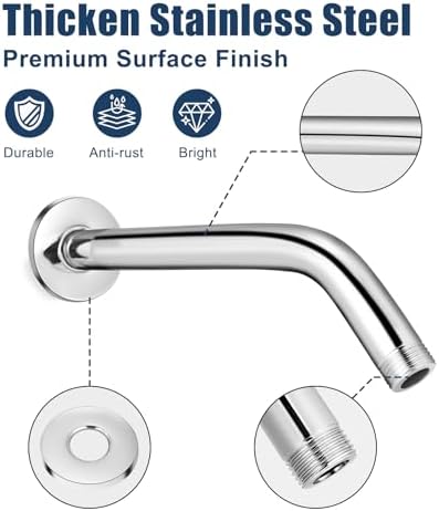 6-Inch Chrome Wall-Mounted Shower Arm by Rulnfichy