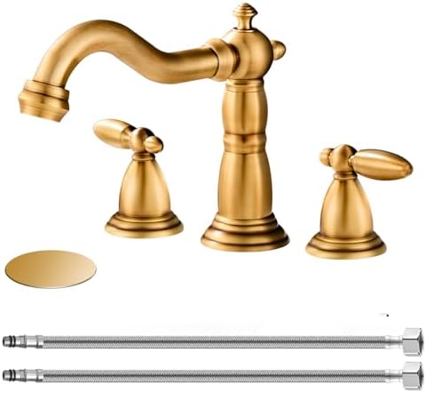Antique GoldBlack 3-Hole Brass Faucet with Modern Handles