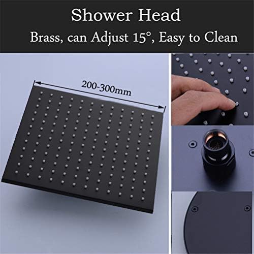 Luxury Brass Square Matte Black 10 Rain Shower Head with Hand Holden Set