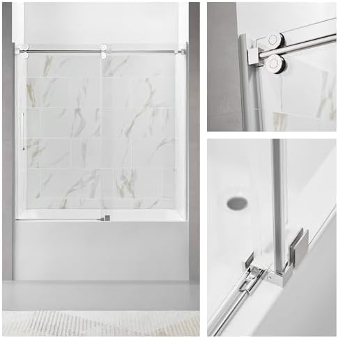 Adjustable 56-60 W x 60 H Frameless Batht