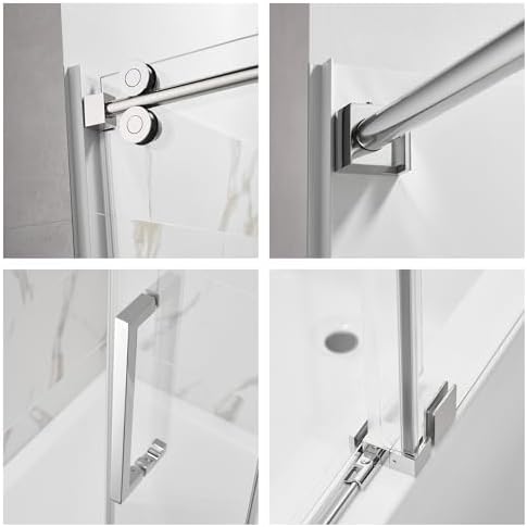 Adjustable 56-60 W x 60 H Frameless Batht