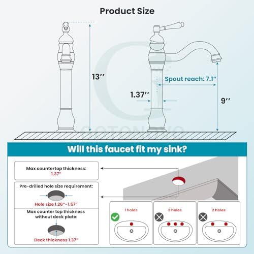 Gotonovo Single-Handle Vessel Sink Faucet