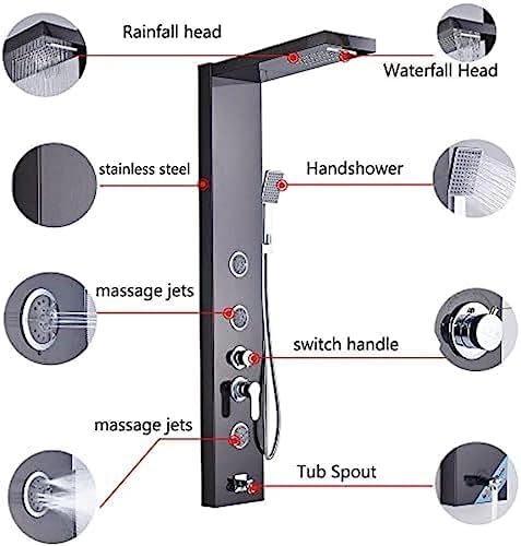 LED Rainfall Shower Head with Massager Jets