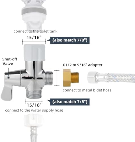 Hibbent Bidet T Adapter with Shut Off Valve
