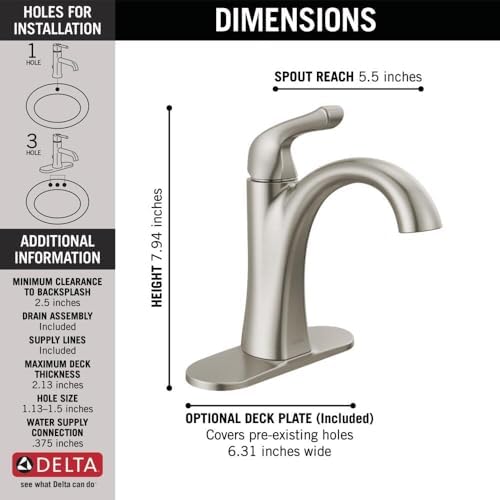 Delta Faucet Arvo Single Hole Brushed Nickel