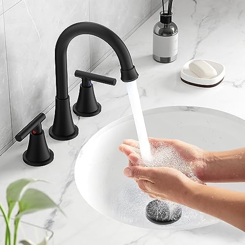Sturdy 3-Hole Bathroom Faucet with Matte Black Finish for RV Farmhouse