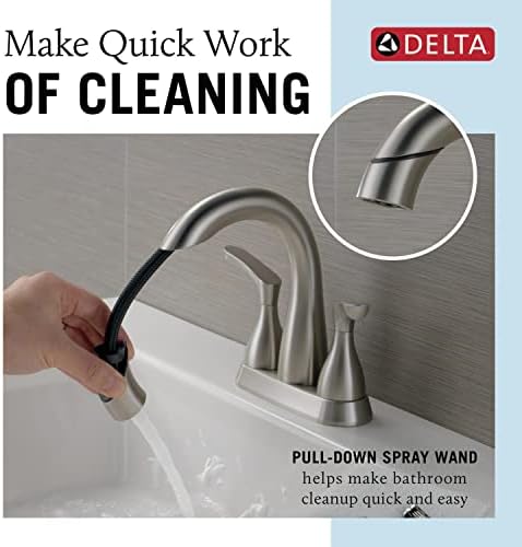 Delta Faucet Broadmoor Pull Down Bathroom Faucet with Magnetic Docking Lifetime Warranty