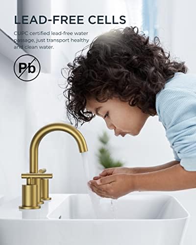 8-Inch Gold Faucet for Washroom Modern Design Smooth Flow