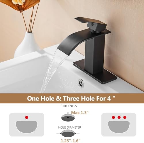Fransiton Black Waterfall Bathroom Faucet