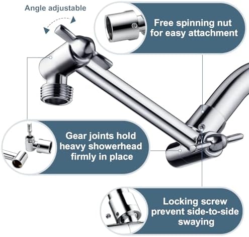 BRIGHT SHOWERS Adjustable Brass Shower Arm Extender for Rain Handheld Showers