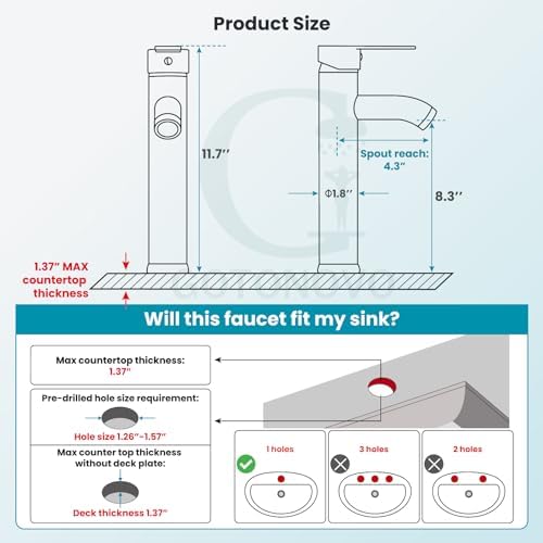 Premium Vessel Sink Faucet Modern Bathroom Fixtures 304 Stainless Steel