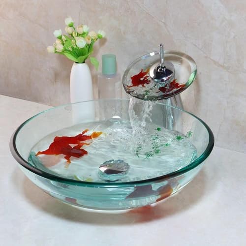 Gorgeous Hand-Painted Gold Fish Sink for Bathroom