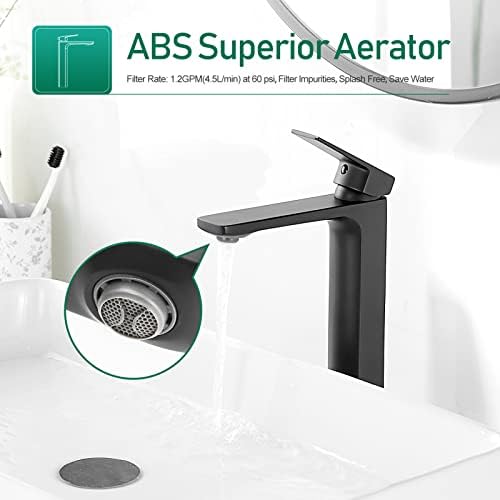 VOTON Matte Black Single Handle Bathroom Faucet 45LM Chop Chip
