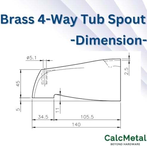 CalcMetal Brass Diverter Tub with 4-in-1 Adapter