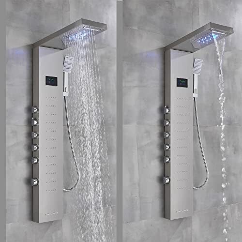 Huin Luxury LED Rainfall Shower Panel Tower with massage jets for Relaxation