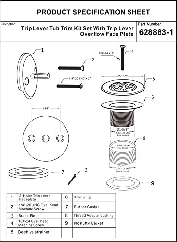 Matte Black Trip Lever bathtub drain kit