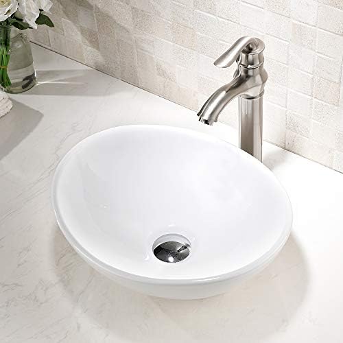 16 Oval Bathroom Vessel Sink and Faucet Combo