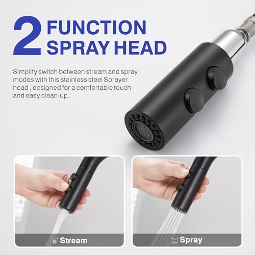 Easy bathroom sink faucet with pull down sprayer matte black single handle Kabble