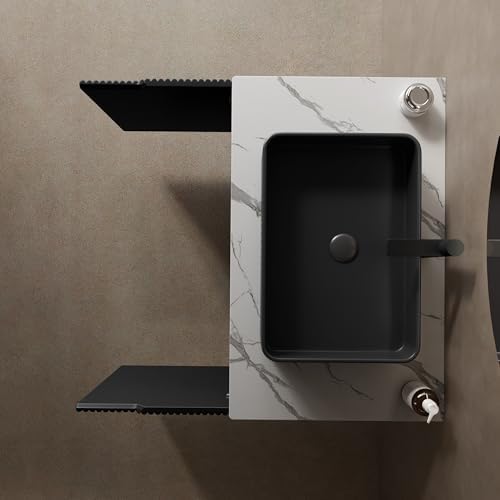 GUCOGUKA 30 Black Bathroom Vanity with Ceramic Sink Combo