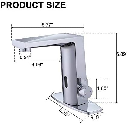 Poopey Automatic Sensor Touchless Bathroom Sink Faucet with Hole Cover Plate