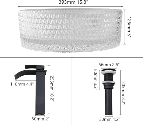 16 Inch Crystal Bathroom Sink With Faucet Drain Combo