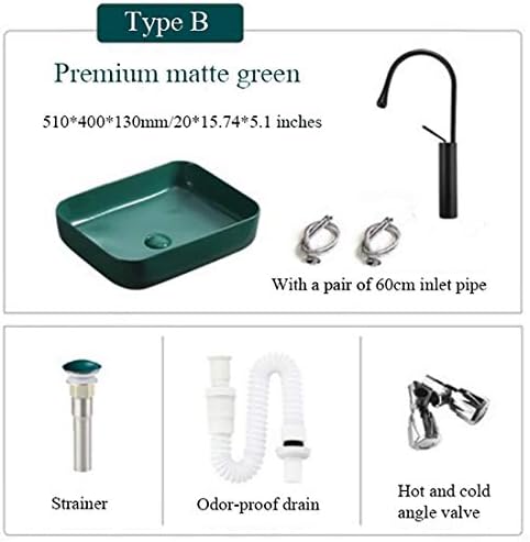 NOVA VESSEL SINK SET Matte Green Durable Above-Counter Sink for Bathroom