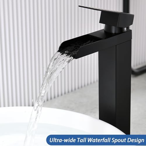 RainMAX RainCatch Full Flow Waterfall Faucet RV Bath Compatible Matte Black