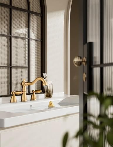 Antique GoldBlack 3-Hole Brass Faucet with Modern Handles