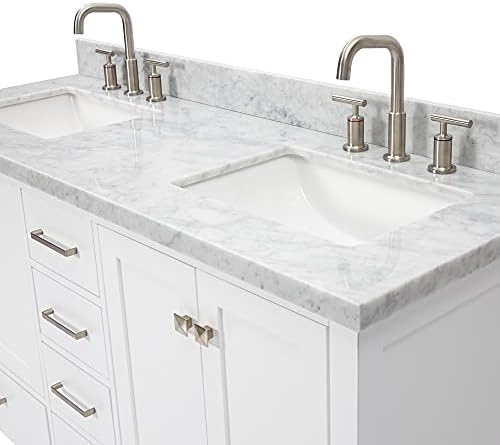 Ariel 61 White Double Bathroom Vanity with italian marble and soft-close features