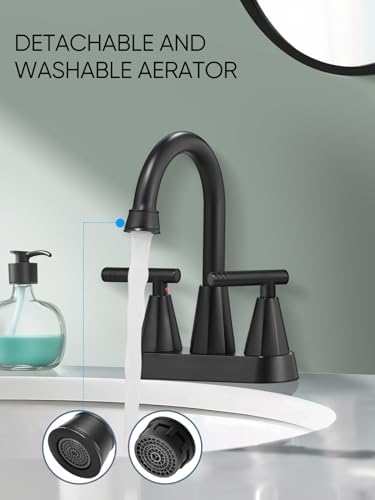 Premium 3-Hole Bathroom Faucet Black Matte Finish 4 Inch