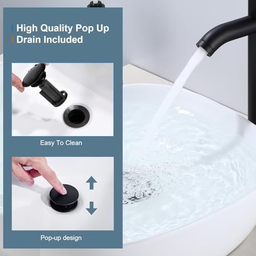 SGUVK Bathroom Sink Faucet Matte Black Single Handle DurableLow Profile Design