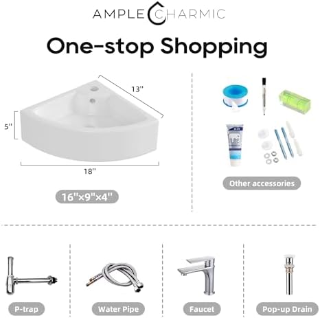 AmpleCharmic Wall Mount Vessel Sink