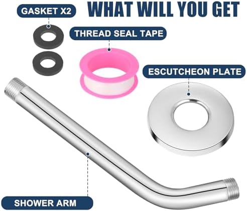 6-Inch Chrome Wall-Mounted Shower Arm by Rulnfichy